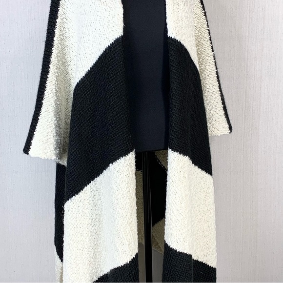 Joan Vass New York~Women's Oversized Wide Stripe Open Front Cardigan~Sz L/XL - Picture 5 of 16